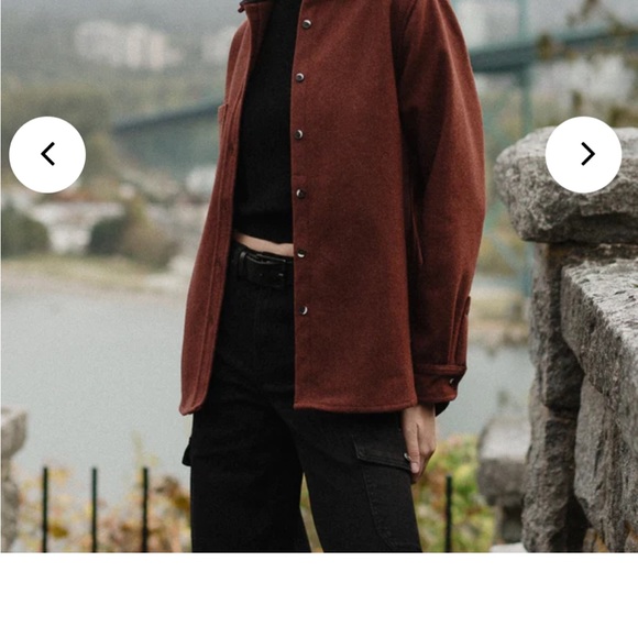 ANIAN Modern Melton Wool Shirt Jacket - XS NWOT Burnt Orange/Brick Red - Picture 5 of 7